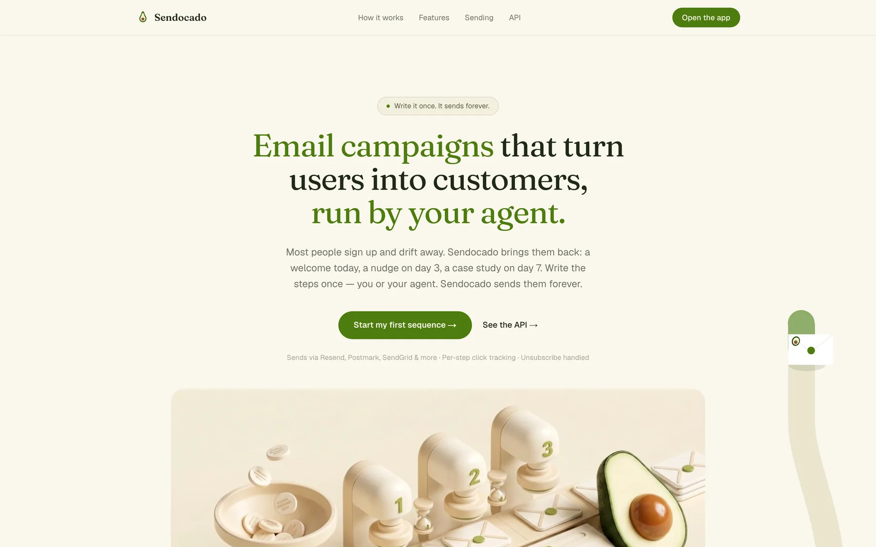 Sendocado landing page